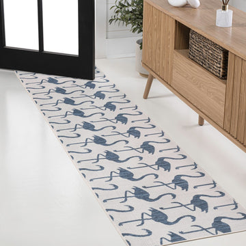Liana Casual Coastal Flamingos Two-tone Indoor/Outdoor Area Rug